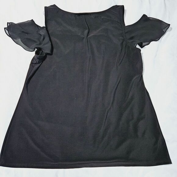 Ivy Road Womens Blouse Black Size Large Polyester Blend Cold Shoulder Pullover - Picture 2 of 12